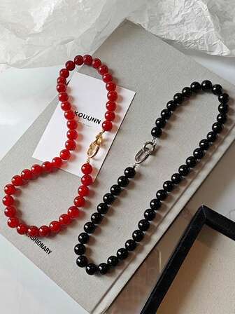 High Quality Elegant Natural Agate Beaded Necklace, Suitable For Daily, Vacation And Gifting
