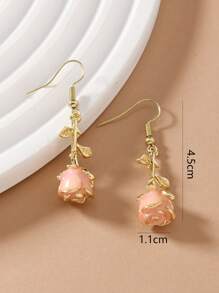 1 Pair Handmade Rose Flower Elegant Lightweight Resin Vacation Style Earrings For Women, Suitable For Valentine's Day Gift, Everyday Wear (Pink/Black/Red/White)