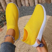 Zapatillas casuales transpirables de malla tipo slip-on para mujer, suela blanda, calzado unisex para correr y caminar al aire libre, aptas para primavera y verano