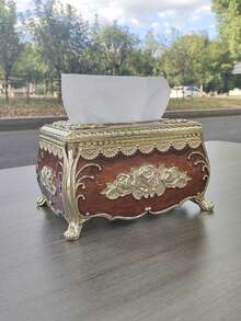 Caja de pañuelos de estilo europeo elegante, portanapkins de estilo elegante de gama alta, dispensador de toallas de papel de escritorio creativo, decoración práctica para el hogar - Multicolor - Ver 13