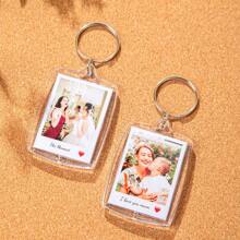 Porte-clés acrylique personnalisé "Conduis prudemment papa" - Porte-clés photo et texte personnalisés, idéal pour la fête des pères, les anniversaires, la Saint-Valentin