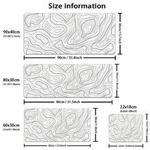 白色和黑色加长地形鼠标垫，酷炫桌垫笔记本电脑书写垫，适用于工作、游戏、办公室、家居，采用轮廓设计