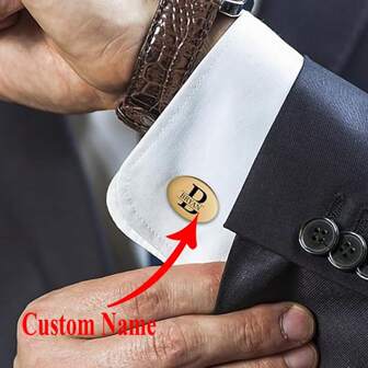 2 piezas Gemelos personalizados para hombres LAGOFIT con iniciales personalizadas Gemelos de oro para padrinos de boda, regalos de negocios para hombres, papá