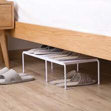 1pc Foldable & Extendable Shoe Organizer Storage Rack - White - View 2
