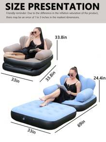 1 Stück aufblasbares Sofa, aufblasbarer Campingstuhl, aufblasbares lässiges Sofa, aufblasbarer Stuhl, faltbarer tragbarer aufblasbarer Liegesessel, für Wohnzimmer, Schlafzimmer, Arbeitszimmer, Balkon, Outdoor-Camping, einfach zu verstauen und zu transportieren, Lässig & Unterhaltung, Studentenwohnheim, kann als Matratze verwendet werden