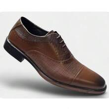 Zapato formal para hombre elegante y apropiado para todo tipo de evento en cualquier época del año, hecho de piel por dentro y por fuera, ligeros, comodos, zapato elegante, moda casual, listos para usarse en cualquier ocasion - Marrón Chocolate - Ver 1