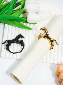 2pcs Minimalist Animal Napkin Rings - Horse Shaped Napkin Holder For Hotel, Wedding, Dining Table Decor