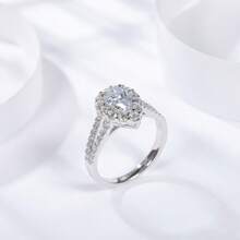 1pc 925 Sterling Silver & 18K Gold Plated Water Drop Pear Shaped 5*8mm Full Moissanite Engagement Ring, With GRA Certificate, Wedding/Anniversary Gift For Women