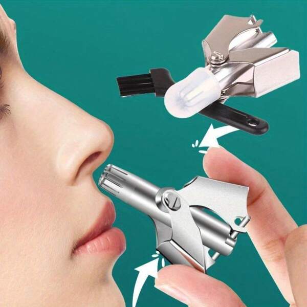 Washable Stainless Steel Practical Multi-Purpose Nose Trimmer For Women And Men, Manual Nose Trimmer, Vibrating Nose Shaver, Portable Nose Hair Trimming Shaver