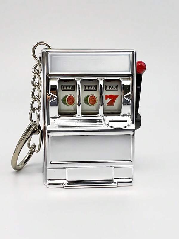 1pc Simple PVC Fruit Slot Machine Key Chain + D Ring Keychain, Interesting Pendants In Pink, Gold, Silver, Sky Blue, Unisex Hip-Hop Street Fashion Accessory, Ideal Gift For Friends And Family