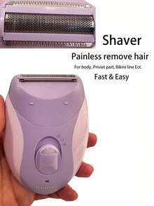 Kemei KM-6037 女士比基尼体毛修剪器 无痛女士剃毛机 女士脱毛器 电动面部按摩器 抗皱颈部紧致 电动磨脚器 4合1女士日常使用套装 - 紫色 - 查看 10