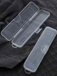 Transparent Plastic Toothbrush And Toothpaste Storage Box, Makeup Brush Storage Box, Multi-Function Storage Box, Casual Style, Lightweight, With Buckle Closure, Suitable For Travel And Business Trips - Multicolor - View 5