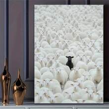 1pc Black Sheep In Aries Canvas Art Print, Art Deco Modern Style Wall Hanging Decor, Living Room, Home Office, Classroom, Hotel - Indoor Artwork,No Frame