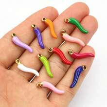 5pcs Enamel Chili Pepper Charms Pendant Multi Colors For DIY Jewelry Making Earrings Necklace Pendants Accessories Findings