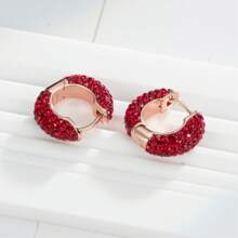 925 Sterling Silver Hoop Earrings For Women, Fashion Crystal Rimmed Gift, 15mm - 35mm