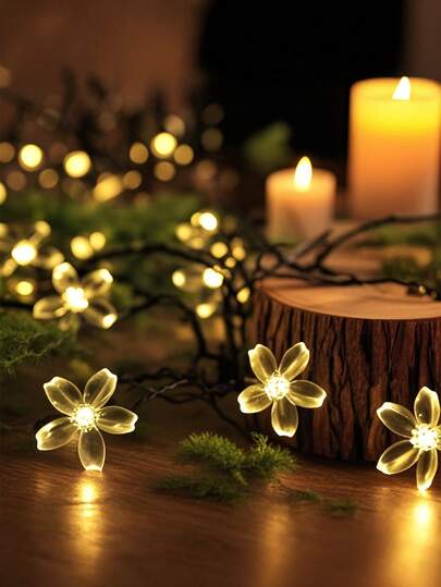 紫色樱花太阳能串灯，20/30/50/100/200LED，适用于复活节、圣帕特里克节、生日、母亲节、派对、斋月、婚礼、节日装饰，可用于花园、围栏、露台、庭院、圣诞树、草坪等，是圣诞装饰、家居圣诞礼物和圣诞装饰品的理想之选。