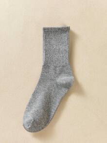 Kit With 3 Pairs Of Plain High-Top Socks For Women, Sizes 35 To 40 - Light Grey - View 2