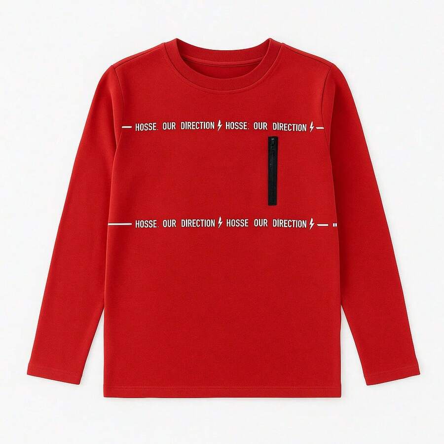 Playera para Niño Roja de Manga Larga 3279 Tallas 2 a 16 Años - Rojo - Ver 1