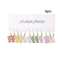 6 Pairs Cute Mini Food & Candy Charm Hoop Earrings, Holiday Gift, Party Favor For Women And Girls