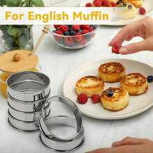 2/6pcs Stainless Steel English Muffin Rings, Round Metal Baking Molds For Home, Suitable For Homemade Hamburgers, Pancakes, Breakfast Sandwiches, Fried Eggs - Silver - View 3