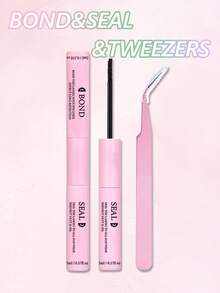 Lash Bond And Seal 10ml Colle et Scellant pour Faux-cils, Pinces, Pinceau, pour Faux-cils Effilés Longue Tenue Imperméable Tout au Long de la Journée 2 en 1 Colle et Scellant pour Extensions de Cils DIY - Noir - Voir 6