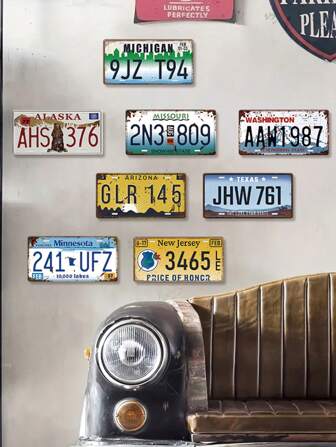 1pc 6x12inch Vintage State License Plate Metal Signs, Decorative License Plate, American License Plate Tin Signs, Hanging Wall Art Posters, Retro Wall Art Decor, Man Cave Garage Bar Home Decoration, Perfect Gift For License Plate Collector