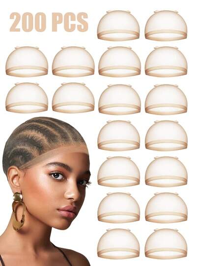 Transparent HD Wig Cap For Women, 200/00/50/20/10/5/2Pcs Stretchy Nylon Wig Cap, Invisible Ultra-Thin Stretchy Stocking Caps For Lace Front Wigs