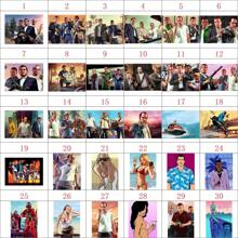 1 pièce Affiche murale avec cadre en option, Pop Art GTA 5 Vices, la capitale sainte, 5 stars, bon citoyen, trio de voyous, photo de groupe magnifique. Collection d'affiches artistiques à décorer la salle de jeu. Peinture HD cadeau de décoration