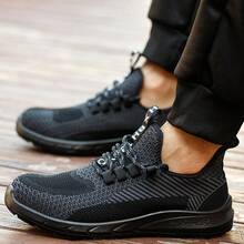 Breathable Steel Toe Men's Safety Shoes, Anti-Smashing, Anti-Piercing, Slip-Resistant Lightweight Safety Sneakers Black&Gray - Black - View 5