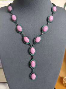 1 pezzo Collana da donna stile retrò western, con ciondolo a forma di Y e intarsi in turchese, adatta per spiaggia, vacanza, festa, collana per la clavicola