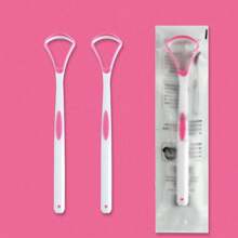 1/2 Pink Tongue Scraper, Tool For Cleaning Tongue Coating, Silicone Tongue Brush For Cleaning, Pink And Blue Tongue Coating Cleaning Scraper, Bad Breath Removal, Easy-To-Use Tongue Cleaner, Used For Cleaning And Refreshing Breath, Oral Care To Reduce Bad Breath, Adult Tongue Cleaner, Tongue Cleaning Tool