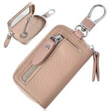 Genuine Leather Smart Key Bag For Men, Women's Key Bag With Coin Purse, Men's Car Key Bag, Set Key Holder, Cowhide, With Transparent Window, Smart Key Compatible, With Zipper, Men's Single Key Bag, For Commuting, Stylish, Genuine Leather, Smart Key Compatible, Car Key Bag, With Coin Purse, With Carabiner, Leather, Men's, Women's, Key Cover, Cute, Key Ring, Key Chain - Nhiều màu - Xem 14
