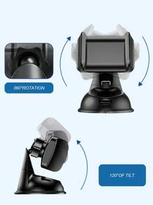 Support de téléphone de voiture en silicone avec ventouse - Rotation à 360°, compatible avec le tableau de bord et le pare-brise, forte ventouse, facile à installer, bras réglable s'étendant jusqu'à 90 mm, convient aux téléphones portables de 3,5 à 6 pouces, en matériau ABS, durable