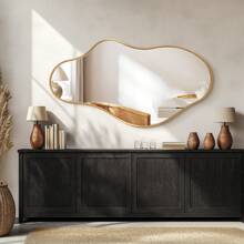 Modern Asymmetrical Wall Mirror, Asymmetrical Decoration, Abstract Aviation Anti-Breakage Aluminum Alloy Frame Wall Mirror, Living Room, Bathroom, Bedroom, Wardrobe Room, Entrance Passage Decorative Wave Mirror Home Decor Back To School Room Decor School Supplies