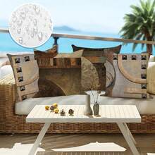 1 件/4 件户外复古几何印花防水防尘夏季亚麻花园/露台靠垫套装饰枕套，17.7 * 17.7 英寸/45x45 厘米 - 彩色 - 查看 14