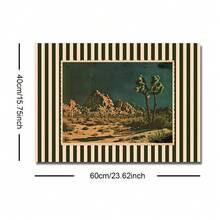 1pc Unframed Vintage Striped Desert Landscape Postcard Wall Art Canvas Poster Print Mid Century Minimalist Retro Aesthetic Decor Painting For Apartment,Living Room,Bedroom,Modern Home Decoration - Multicolor - View 9
