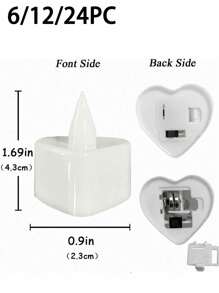 6/12/24 Stücke herzförmige warmfarbige flammlose LED Kerzen, 4,3 cm Nachtlicht dekorative Stimmungsbeleuchtung, kreatives Hochzeit Geburtstag Hochzeitskerzen Venue Dekoration Requisite Elektronische Kerze, Liebesgeschenk Valentinstag Dekoration