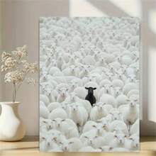 1pc Black Sheep In Aries Canvas Art Print, Art Deco Modern Style Wall Hanging Decor, Living Room, Home Office, Classroom, Hotel - Indoor Artwork,No Frame
