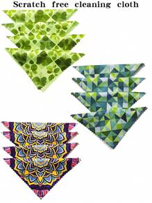 10cm*10cm Fiber Flocking Cleaning Cloth, Mandala Purple/Eucalyptus Green/Dreamlike Diamond Blue, Fiber Non-Lint Cleaning Cloth - Glasses/Camera Lens Cleaning; Jewelry Cleaning; 12pcs/Pack Delicate Fiber Flocking Cleaning Cloth