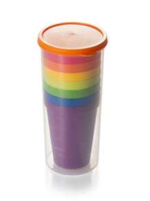 1 pièce Tasse arc-en-ciel portable, tasse à boire en plastique de 7 couleurs convenant pour le pique-nique en extérieur, le set de tasse de voyage, à usage multiple pour boire, rincer, vase, etc.