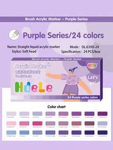 8 支/24 支彩色丙烯彩色马克笔，创意软笔尖设计水彩笔，绘画必备，时尚马克笔套装，适用于不同材质的涂鸦和绘画，学校和艺术用品返校 - 彩色 - 查看 1