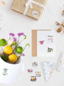 SCXXBSW Rollo de 500 unidades de pegatinas con temática de regalos en inglés, pegatinas para maestros, pegatinas decorativas para niños, pegatinas blancas, pegatinas para fiestas, decoración de papelería de oficina