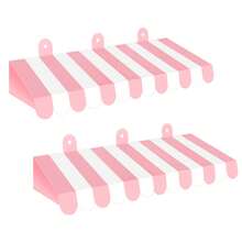 Fowecelt 2 套马戏团主题遮阳篷装饰，3D 条纹纸板遮阳篷，适用于夏季户外嘉年华墙面装饰、马戏团派对装饰（粉色、红色、绿色、黄色、蓝色、马卡龙风格）