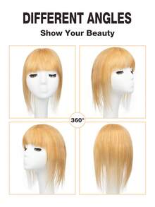 8*12英寸女士直发接发片，夹式设计，外观自然，基础款发片，适合所有棕色真发刘海，可修饰脸型 - S27 - 查看 12