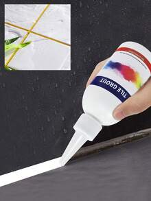 1pc Kitchen & Bathroom Waterproof Tile Grout Filler Sealant, Gold, Silver, White, Seam Filler, Waterproof Tile Gap Repair, Wall Stain Remover, Suitable For Walls And Bathrooms - White - View 1