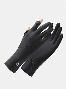 女士薄冰丝防晒手套，透气防紫外线露指驾驶手套，带触摸屏，夏季 - 彩色 - 查看 11