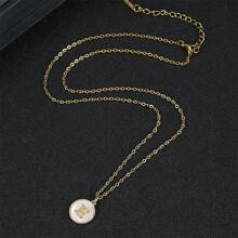Initial Opal Letter Necklace Jewelry Gifts For Women, Gold Plated Alphabet Opal Pendant Necklace Round Disc Initial Necklace Engraved Letter Necklace With Adjustable Chain Pendant Enhancers For Women And Girls Fashion Style Jewelry