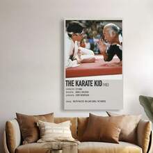 Impresión de arte en lienzo enmarcada, cartel de la película vintage de Karate Kid 1983, arte de pared retro de artes marciales, regalo clásico de decoración del hogar, con John G. Avildsen y Ralph Macchio, 2D, perfecto para el Día de San Valentín o Pascua, para decoración de habitación, fanáticos de las películas - Enmarcado - Ver 3
