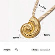 1pc Fashionable Luxury 18K Gold Stainless Steel Sea Conch, Starfish And Sun Pendant Necklace, Versatile Accessory For Women