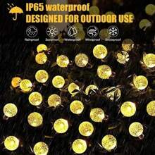 Solar Light String With Crystal Ball Design - Energy Saving Outdoor Garden Decor String Lights, 20/50/100 LED Lights With Multiple Components, Semi-Recessed Installation, Button Control, Detachable Fixtures, Recessed, Plastic Lampshade, Rechargeable Ni-Cad Battery - Ideal For Wedding, Party, Courtyard, Garden, Christmas And Halloween Celebrations